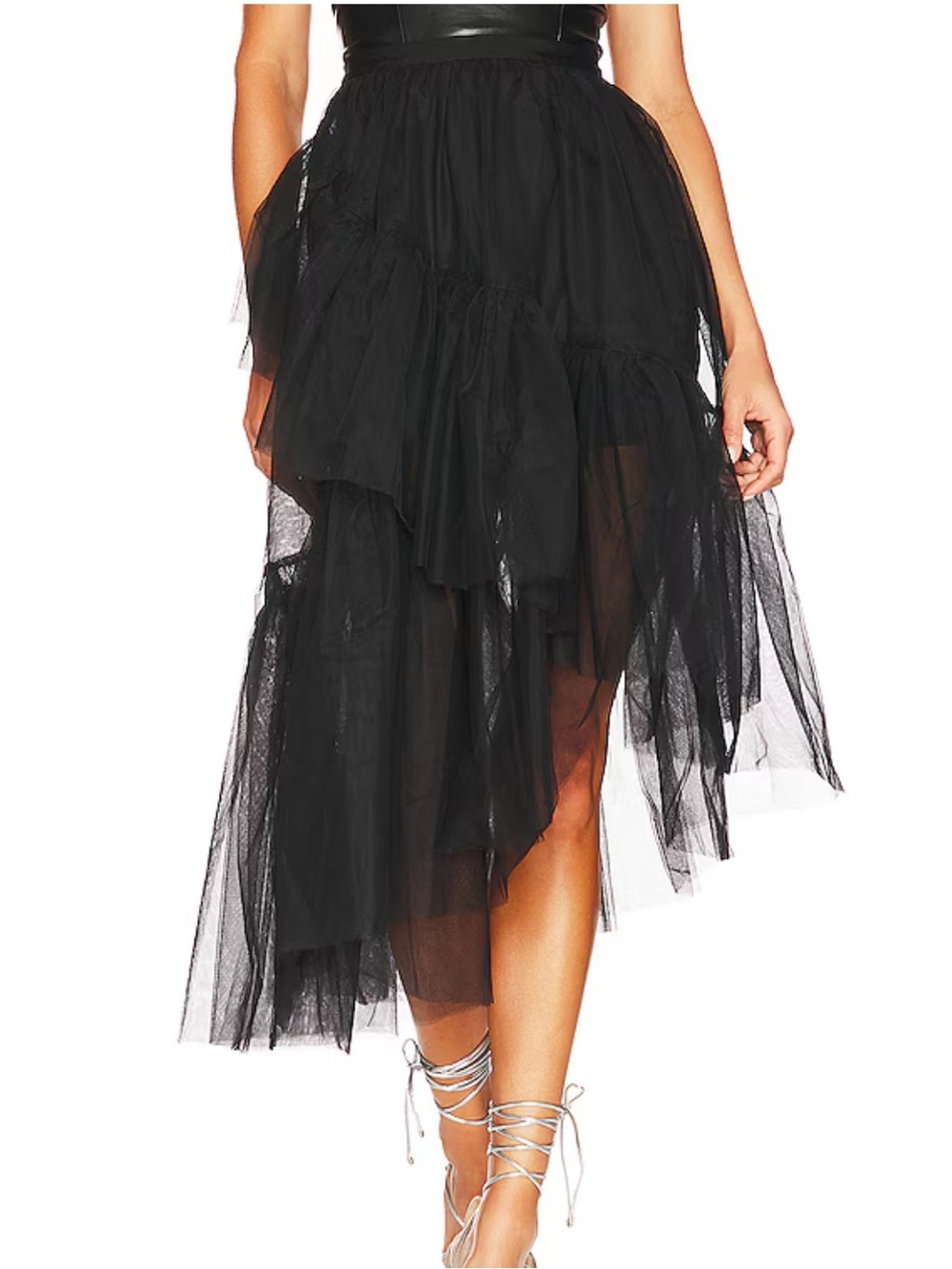 NBD Rudy Skirt Black High-Low Tiered Tulle tutu Revolve NWT XS